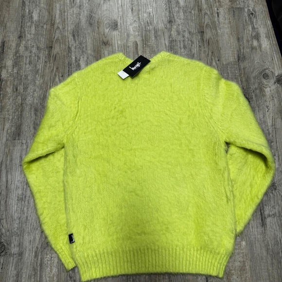 Stüssy Brushed Crew Neck Sweater (Lime) - Picture 4 of 6